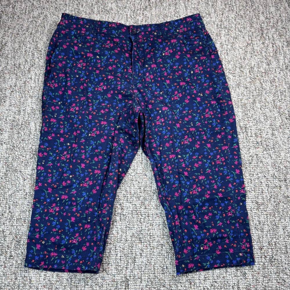 St Johns Bay Capri Pants Womens 16 Floral Multicolor Casual Pockets